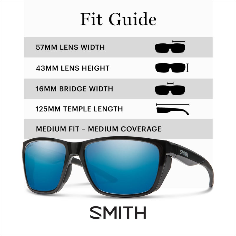 SMITH Longfin Sunglasses - Performance Sports Active Sunglasses for Watersports, Fishing & More - For Men & Women - Black + Blue ChromaPop Polarized Mirror Lenses - Image 3